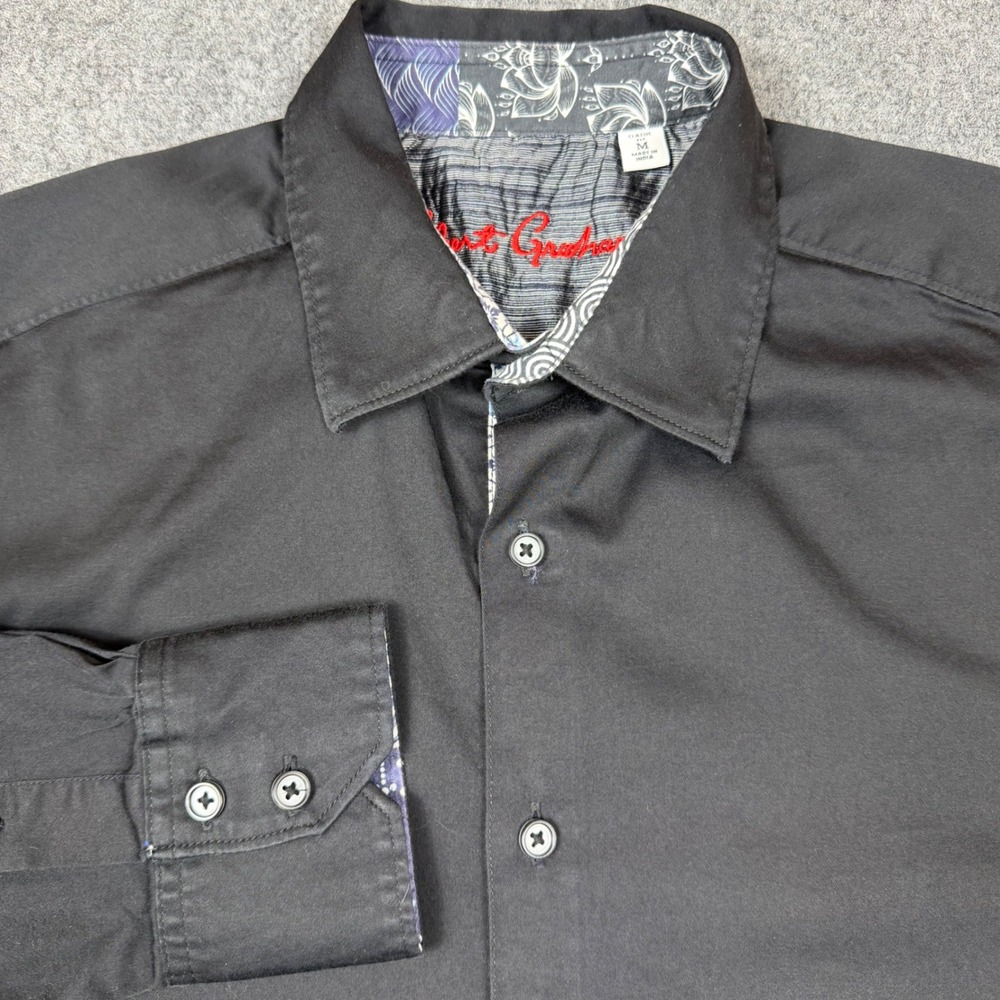 Robert Graham Mens Black Long Sleeve Button Down Shirt Classic Fit Size M